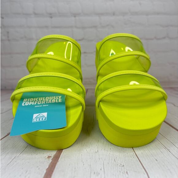 Reef Vista Hi-Energy Clear Strap Citron Slides Sandals Women’s Size 9.5 - Picture 5 of 9